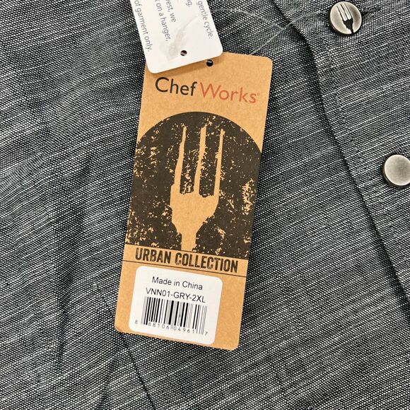Chef Works Waitstaff Vest Mens 2XL XXL Gray Button Up Urban Collection Server - Picture 3 of 11